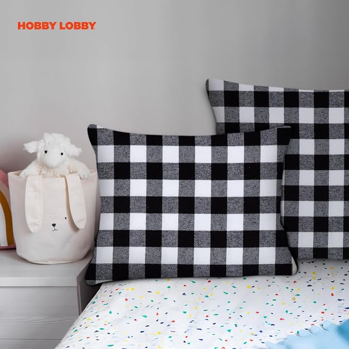 Hobby Lobby Black & White Buffalo Plaid Flannel Fabric, 1 Yard | Precut Fabric - Image 7