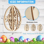COCHIE DIY 3D Easter Eggs Wood Crafts to Paint, Paintable Unfinished Wooden - Image 2