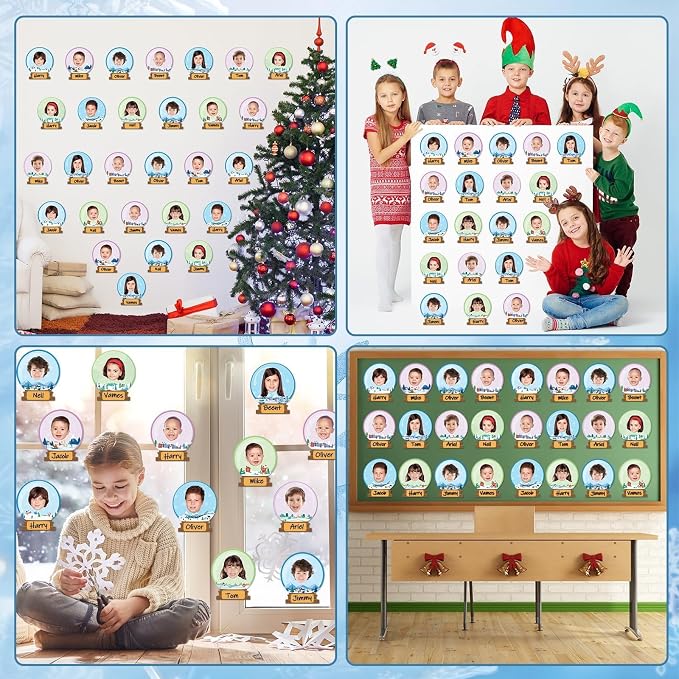 60pcs Winter Theme DIY Cutouts Snow Globe Bulletin Board Decoration Set - Image 7