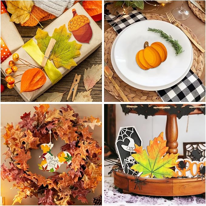 36PCS Wooden Fall Ornaments to Paint Thanksgiving Decorations, 6 Styles DIY - Image 4