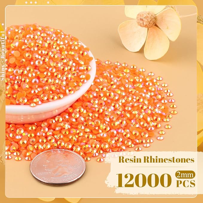 12000PCS 2mm Resin Jelly Rhinestones in Bulk, Bedazzling Flatback Crystals - Image 2