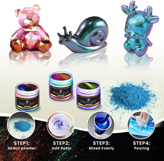 Chameleon Mica Powder, 28 Jars of Color Shift Mica Powder Set - Image 6