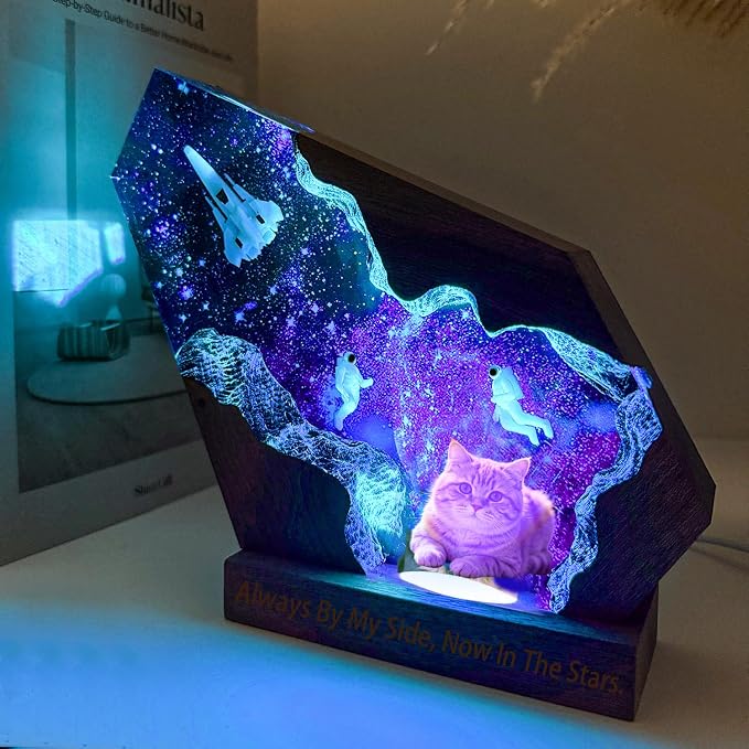 Custom Dog Memorial Gifts, Personalized Space Resin Lamp - Image 8