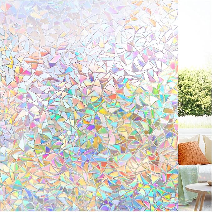 LUTE Rainbow Window Privacy Film, Stained Glass Cling, 11.8" x 78.7" | 3D by LUTE