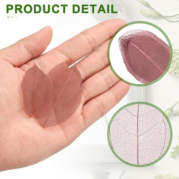 uxcell 100 Pcs Dark Pink Skeleton Leaves - Image 3