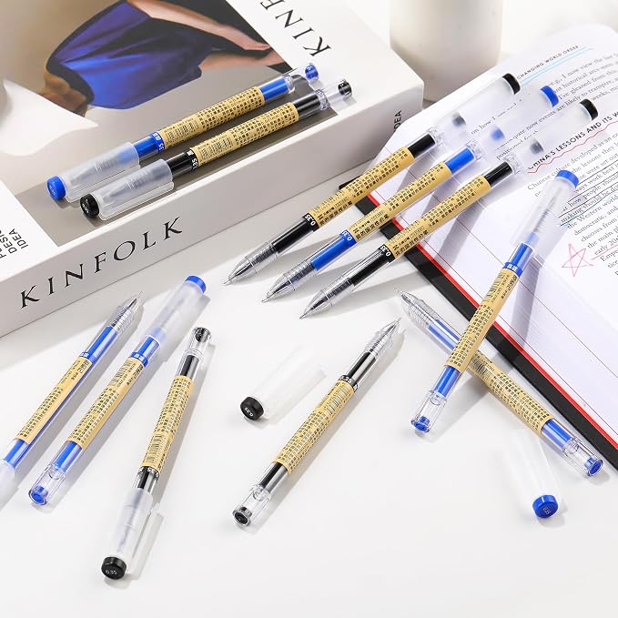 Japanese Style Black Blue Gel Ink Pens, 0.35mm Extra Fine Point, No Smudge - Image 6
