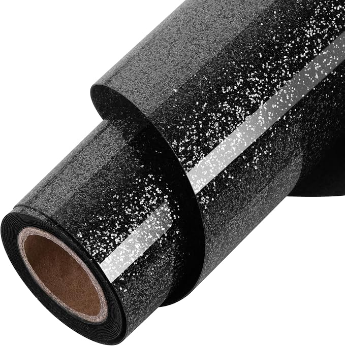 ​TORC Black Glitter HTV Black Heat Transfer Vinyl HTV Rolls by TORC