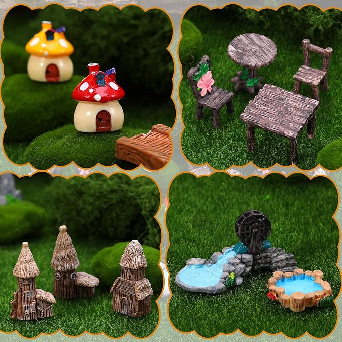 32 Pcs Fairy Garden Accessories Miniature Landscape Ornaments Set | Resin - Image 3