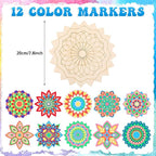 Vercraft 22 Pcs Wooden Mandala Painting Set 10 Mandala Unfinished Wood Cutouts - Image 2