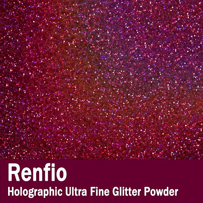 Renfio Holographic Ultra Fine Glitter Powder Metallic Resin Glitter 2.11 Oz PET - Image 2