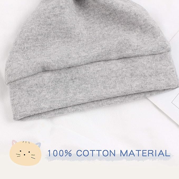 JANGANNSA Newborn Baby Hat Infant Baby Boys Beanie Top Knot Stretchy Hats for Girls 100% Organic Cotton