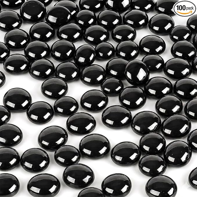 ARSUK Flat Marbles Black Vase Filler Glass Pebbles – Decorative Glass Beads by ARSUK