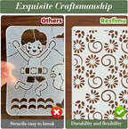 Geometric Texture Stencils for Crafts Reusable 16Pcs Stencils | DIY Art - Image 3