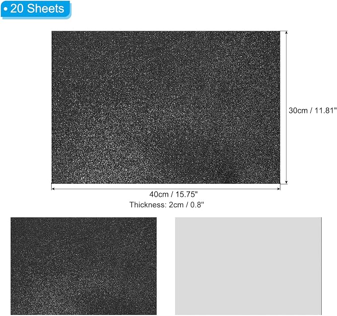 PATIKIL Black Shiny EVA Glitter Foam Sheet 16x12 Inch 2mm Thick - Image 2