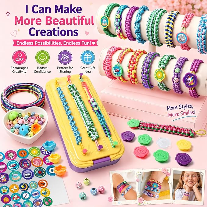 DDAI Arts and Crafts for Kids Age 8-12 Friendship Bracelet Making Kit for Girls - Image 4