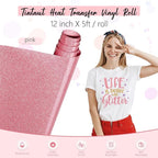 Tintnut Pink Glitter Heat Transfer Vinyl Roll, easy cut & weed, stretch washable - Image 2