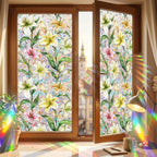 Lily Stained Glass Window Film Privacy, Rainbow Window Film Decorative Static by Unknown
