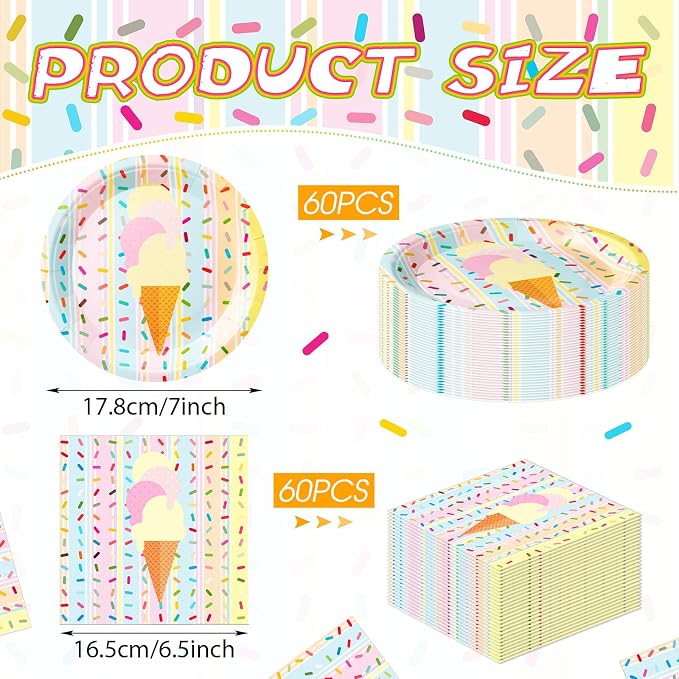 Zhehao 120 Pcs Disposable Paper Plates and Napkins Bulk Birthday Party - Image 2