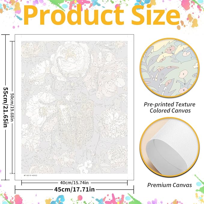 Paint by Numbers for Adult, Beetle Longicorn Paint by Numbers Kit for Adults - Image 3