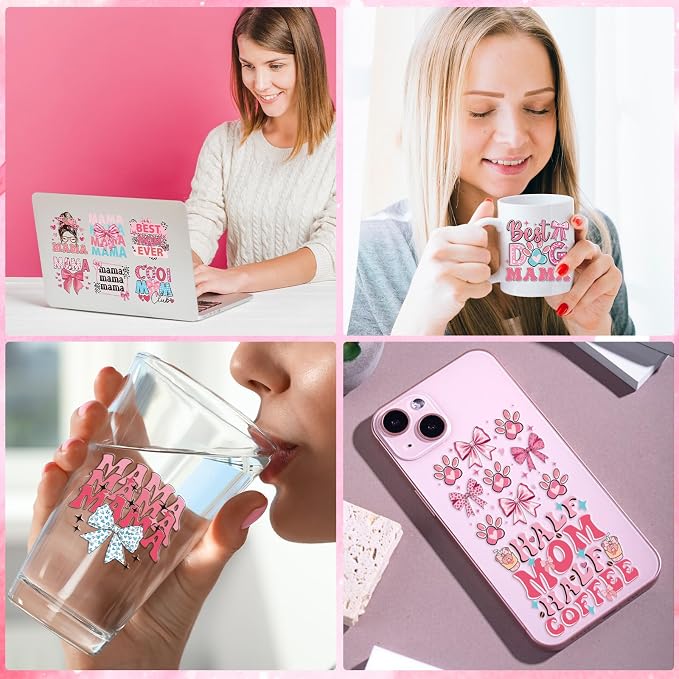 Rngmsi 20 Sheets Mom UV DTF Cup Wrap, Mama Waterproof Cold UV DTF Stickers | - Image 5