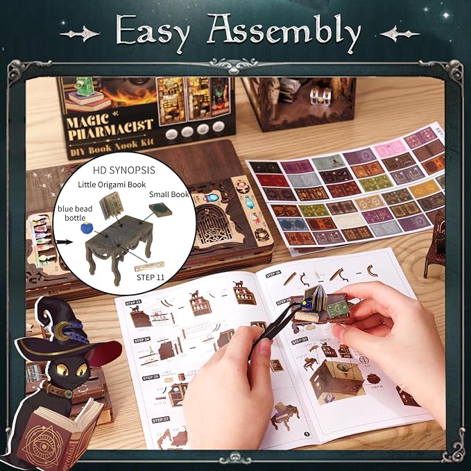 FsolisBook Nook Kit, 3D Wooden Puzzle - Image 5