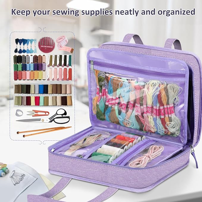 FINPAC Sewing and Craft Supplies Storage Tote, Large Capacity Travel Packing - Image 4