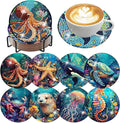 8 Pack Diamond Art Coasters, Ocean animal Diamond Painting Coasters Kits | by Zythron