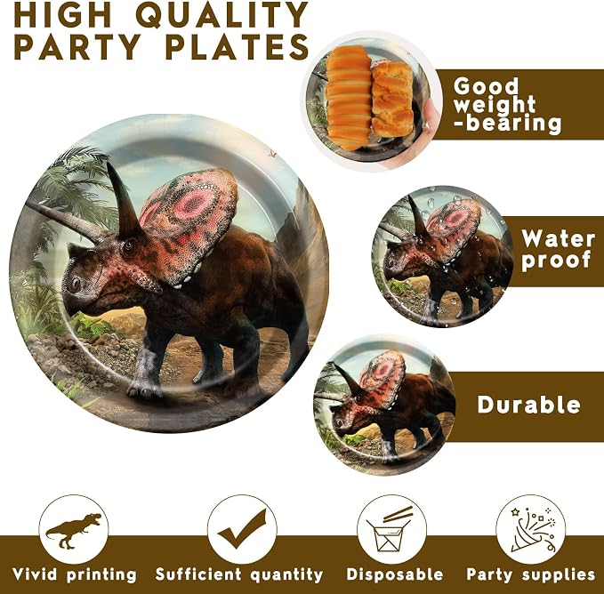Naozinebi 72PCS Dinosaur Birthday Plates Dinosaur Party Supplies Dino World - Image 3