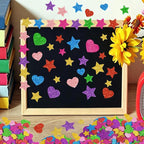 987 Pcs Glitter Foam Stickers, Heart & Star Shapes Stickers, 7 Sheets Colorful - Image 7