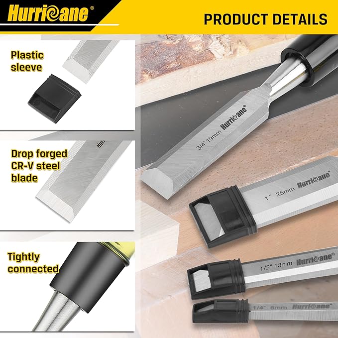 HURRICANE 4 Piece Wood Chisel Set - Image 3