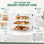 YBSVO 3-Tier Commercial Bakery Display Case | Countertop Pastry Showcase - Image 2