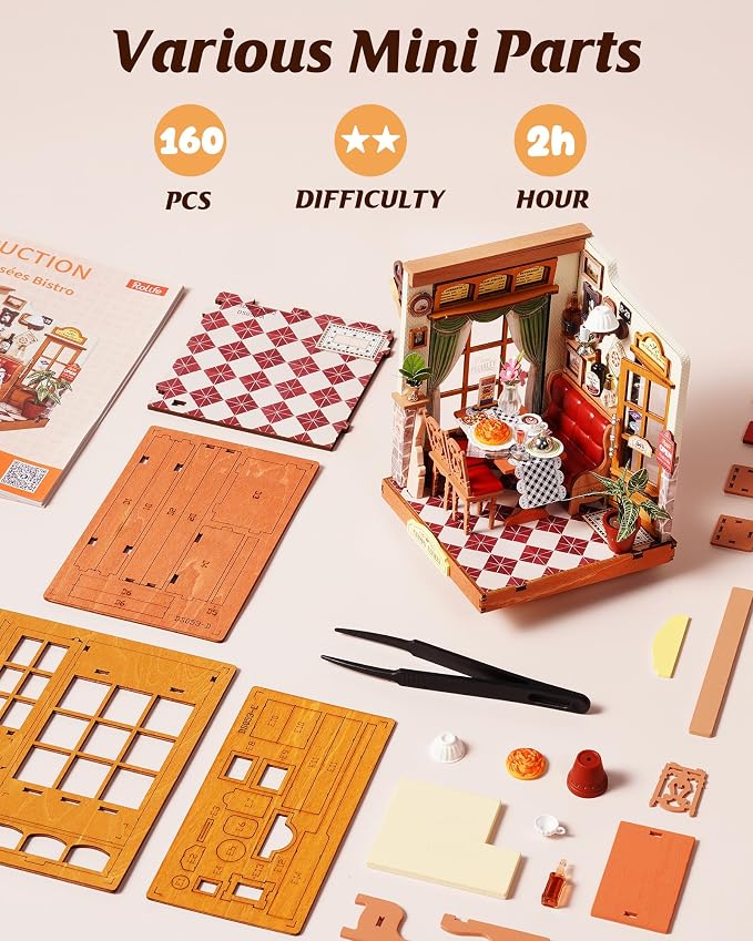 Rolife Miniature House Kit for Adults Elysees Bistro Book Nook Kit DIY Wooden - Image 4