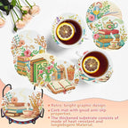 Benjenes 8 PCS Diamond Art Coasters Kits Book Diamond Painting Coaster | - Image 5
