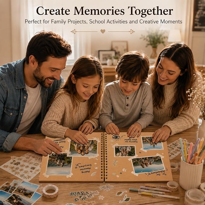 DIY Scrapbook Album 10x10 Inch 100 Pages, Hardcover Kraft Paper | Photo Book - Image 4