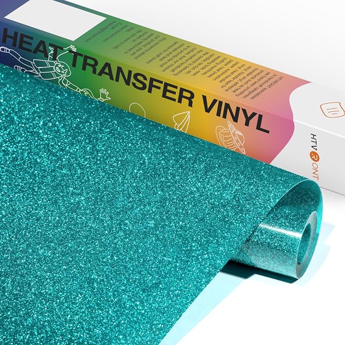 HTVRONT Teal Glitter HTV Vinyl- 10” x 5ft Teal Glitter Iron On Vinyl | Teal by HTVRONT