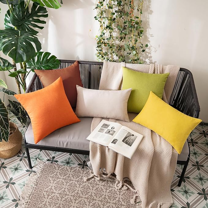 MIULEE Pack of 2 Decorative Outdoor Solid Waterproof Throw Pillow Covers Faux - Image 8
