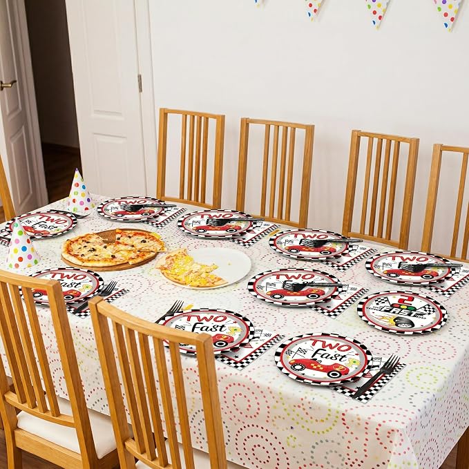 50 Guests Two Fast Birthday Plates and Napkins Party Supplies Racing Car Party - Image 5