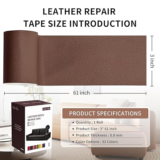 Leather Repair Patch Tape, Car Seat, Vinyl Leather Repair Kit - Image 2