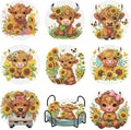 8 Pcs Cow Diamond Painting Coasters by Fotasmua