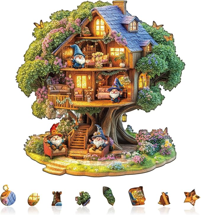 Elf Tree House Puzzles Adults Gifts Wooden 240 Pieces 13.4 * 12.9in by Jollitot
