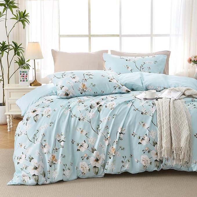 MUXHOMO Duvet Cover King Size, Reversible Floral Vintage Duvet Cover Set by MUXHOMO
