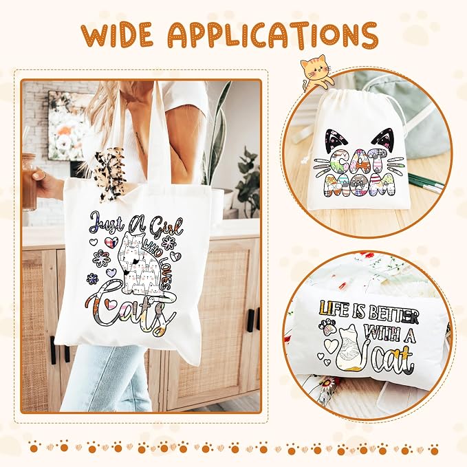 Tintnut Cute Cat & Paw Heat Transfer Vinyl, easy cut & weed, stretch washable - Image 6