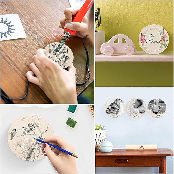 12Pcs 12 Inch Wood Circles for Crafts, Unfinished Blank Wooden Rounds Slice - Image 6