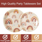 Boho Rainbow Party Plates Napkins Decorations Serves 24, Groovy Hippie Party - Image 4