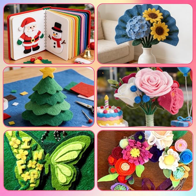 40 Pcs Felt Fabric Sheets 6 x 6 Inches Assorted Colors Felt Sheets - Image 7