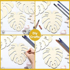 6 pcs 3 Styles Monstera Leaf Theme Unfinished Wood Cutout Charms Tropical Plant - Image 6