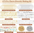 Mckanti 674 Pieces Charm Bracelet Making Kit, Including Paperclip Chain - Image 2