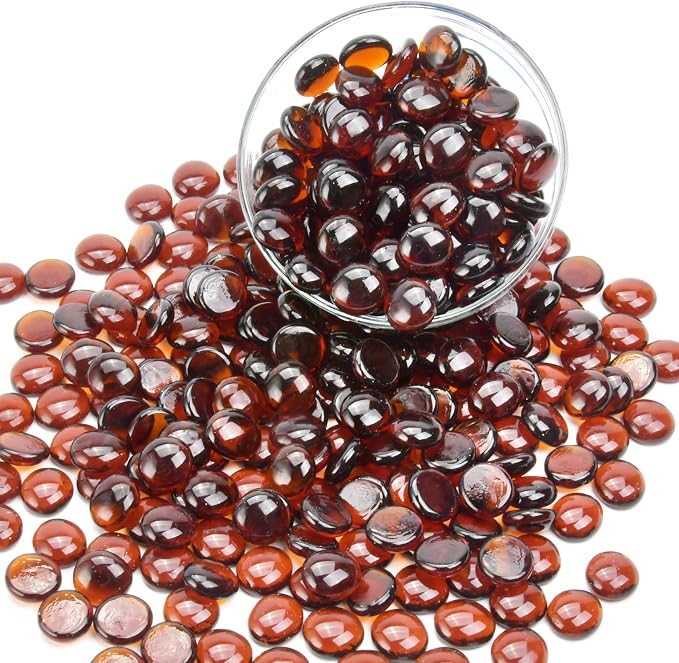 10LB Amber Flat Glass Marbles for Vases, Gemstone Beads Vase Filler Decorative - Image 7