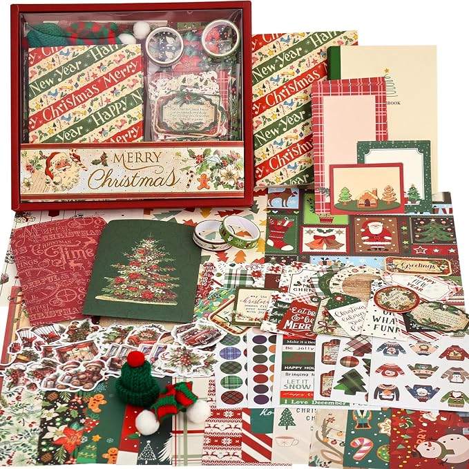 Christmas Scrapbooking Supplies Kit, Aesthetic New Year Festival Scrapbook Kits by emmoolife