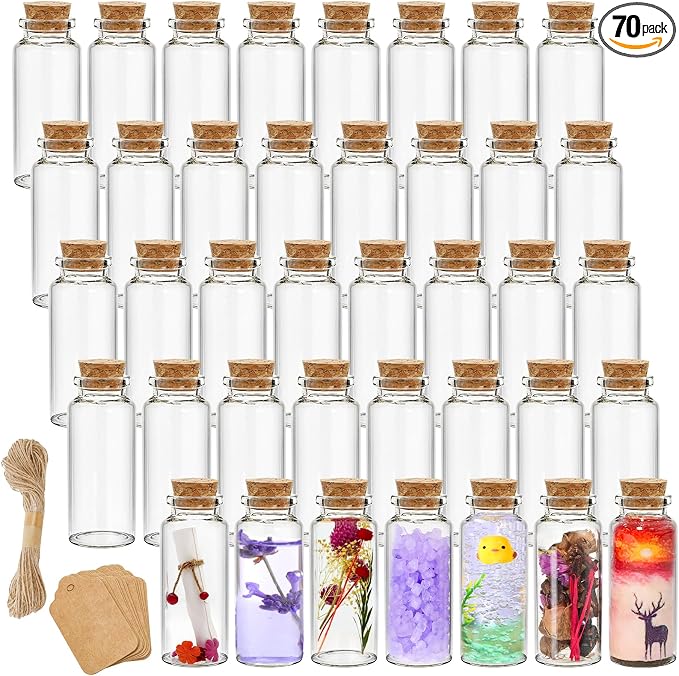 Kingrol 70 Pack 30ml Cork Stoppers Glass Bottles, Wishing Bottles by Kingrol